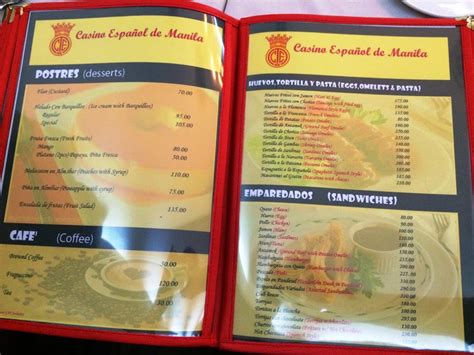 casino español menu